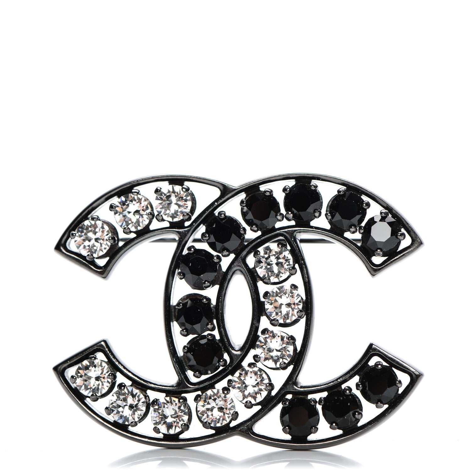 Chanel Crystal CC Brooch Black 1 of 4