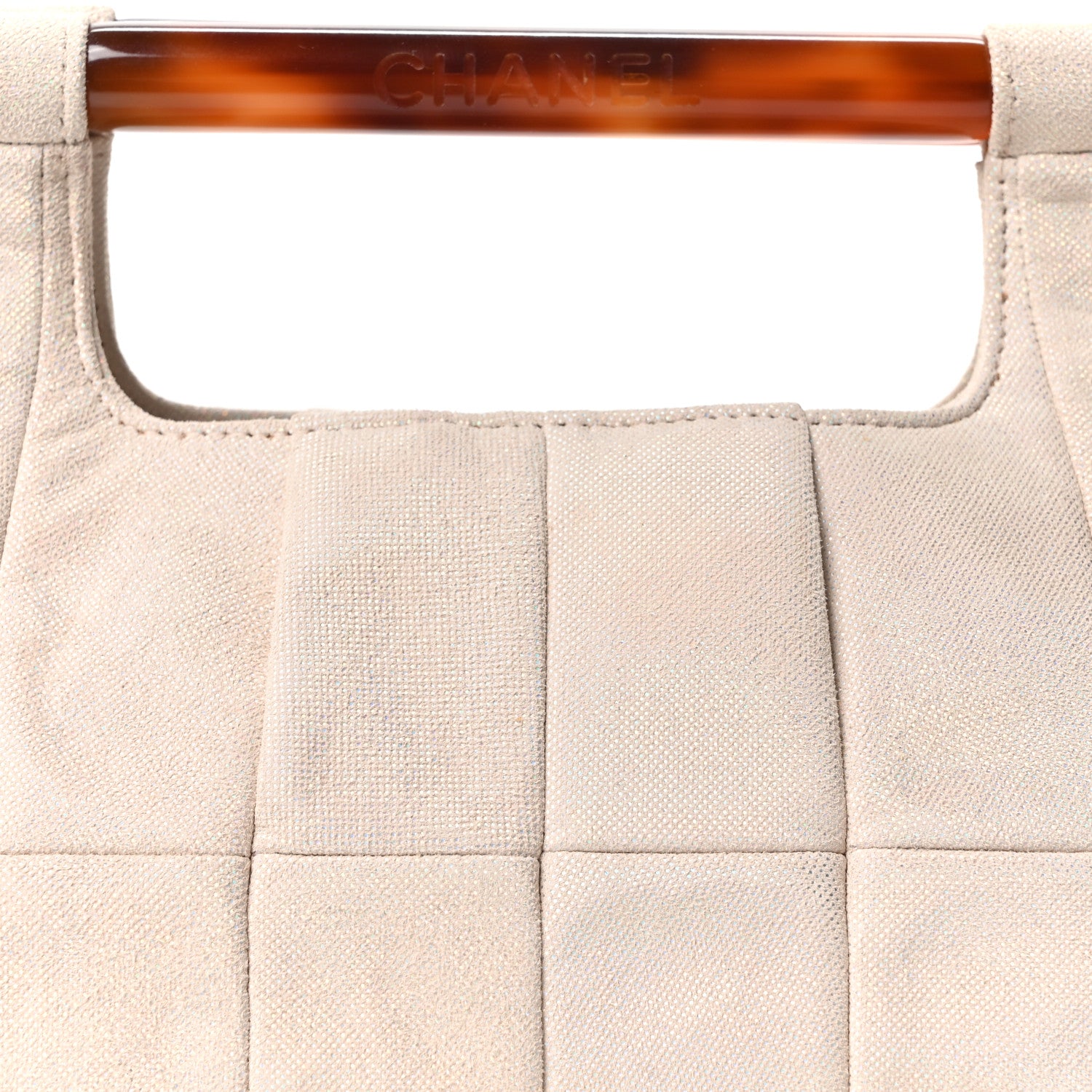 Chanel Metallic Quilted Suede Tortoise Shell Clutch White 7 of 9