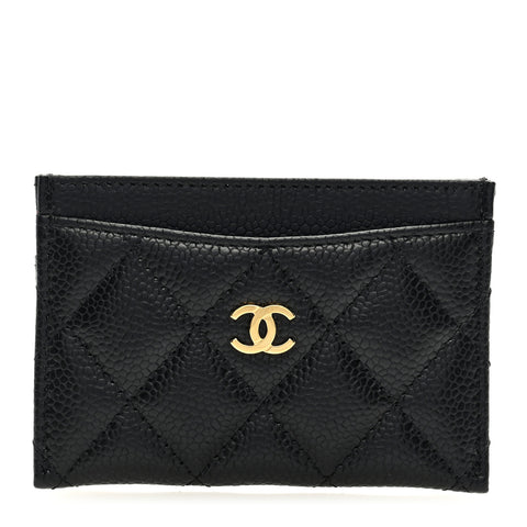 Caviar Quilted Card Holder Black