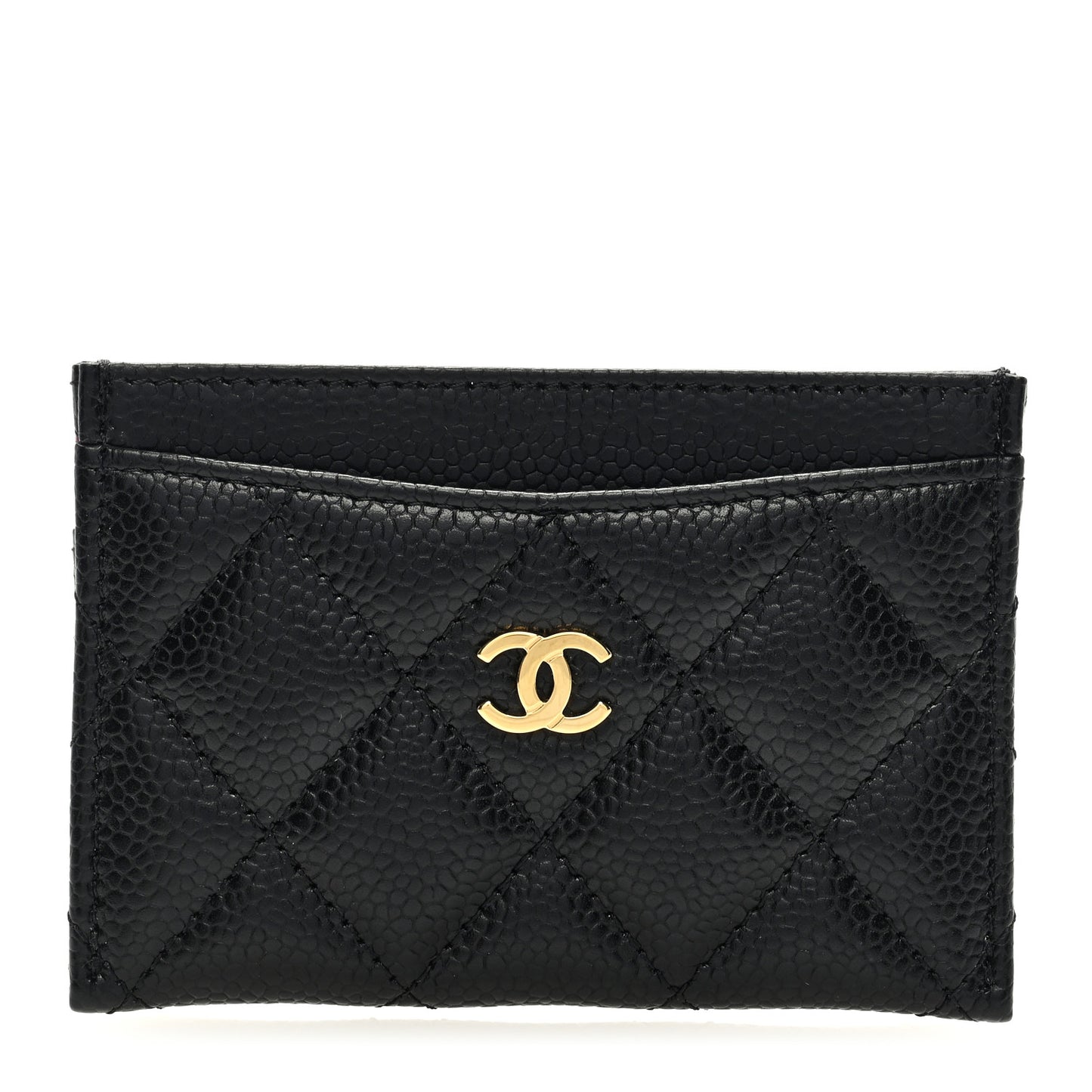 Caviar Quilted Card Holder Black