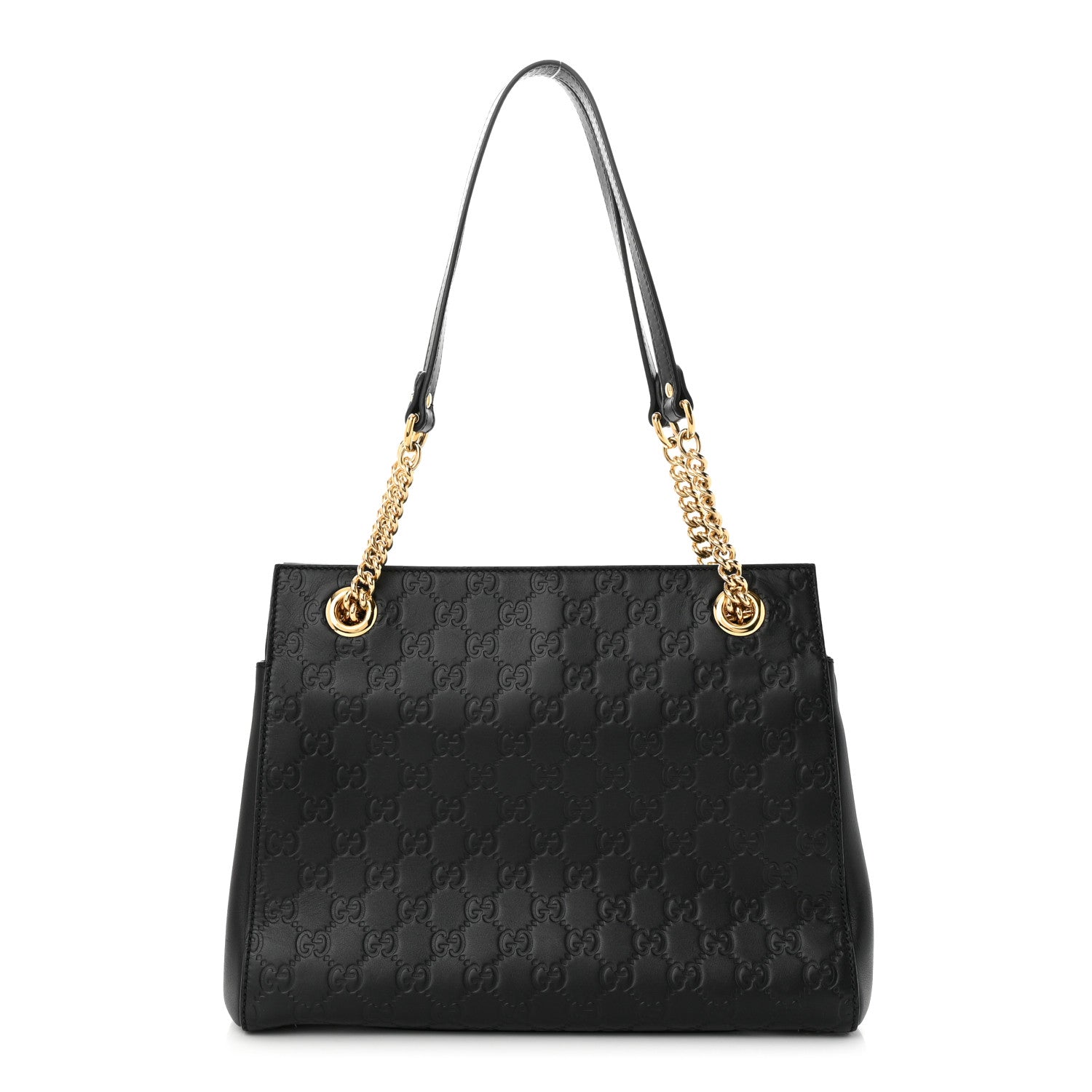 Gucci Guccissima Signature Medium Shoulder Tote Bag Black 1 of 10