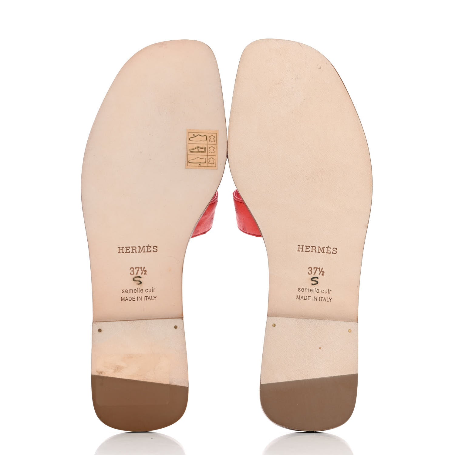 Hermes Ostrich Oran Sandals 37.5 Jasper Rouge 4 of 4