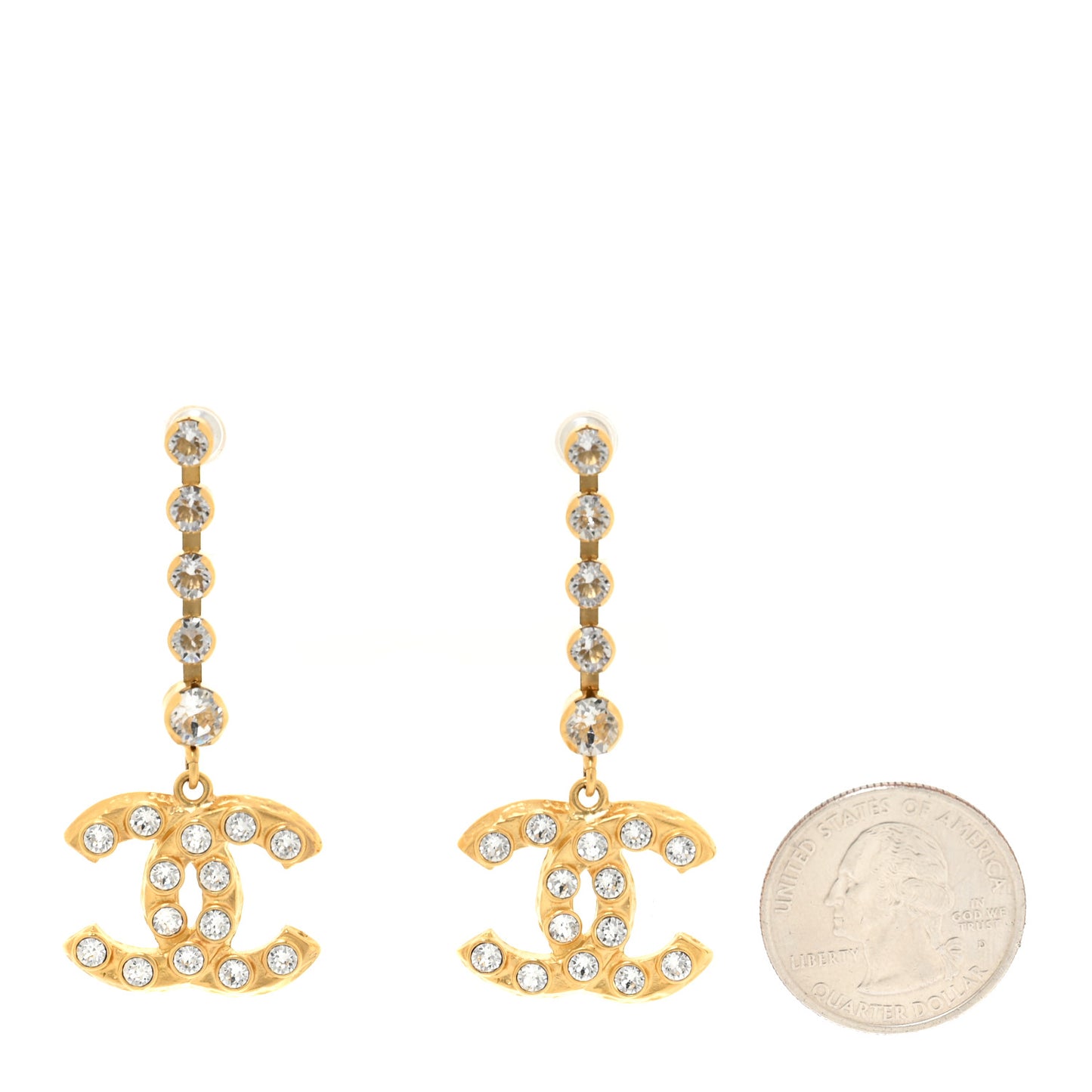 Crystal CC Dangle Earrings Gold