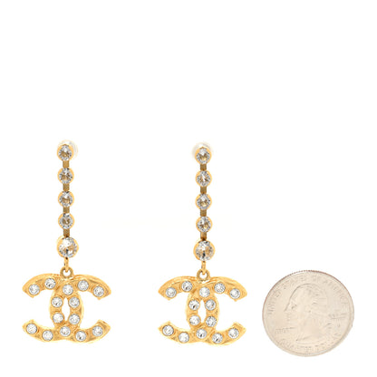 Chanel Crystal CC Dangle Earrings Gold 2 of 7