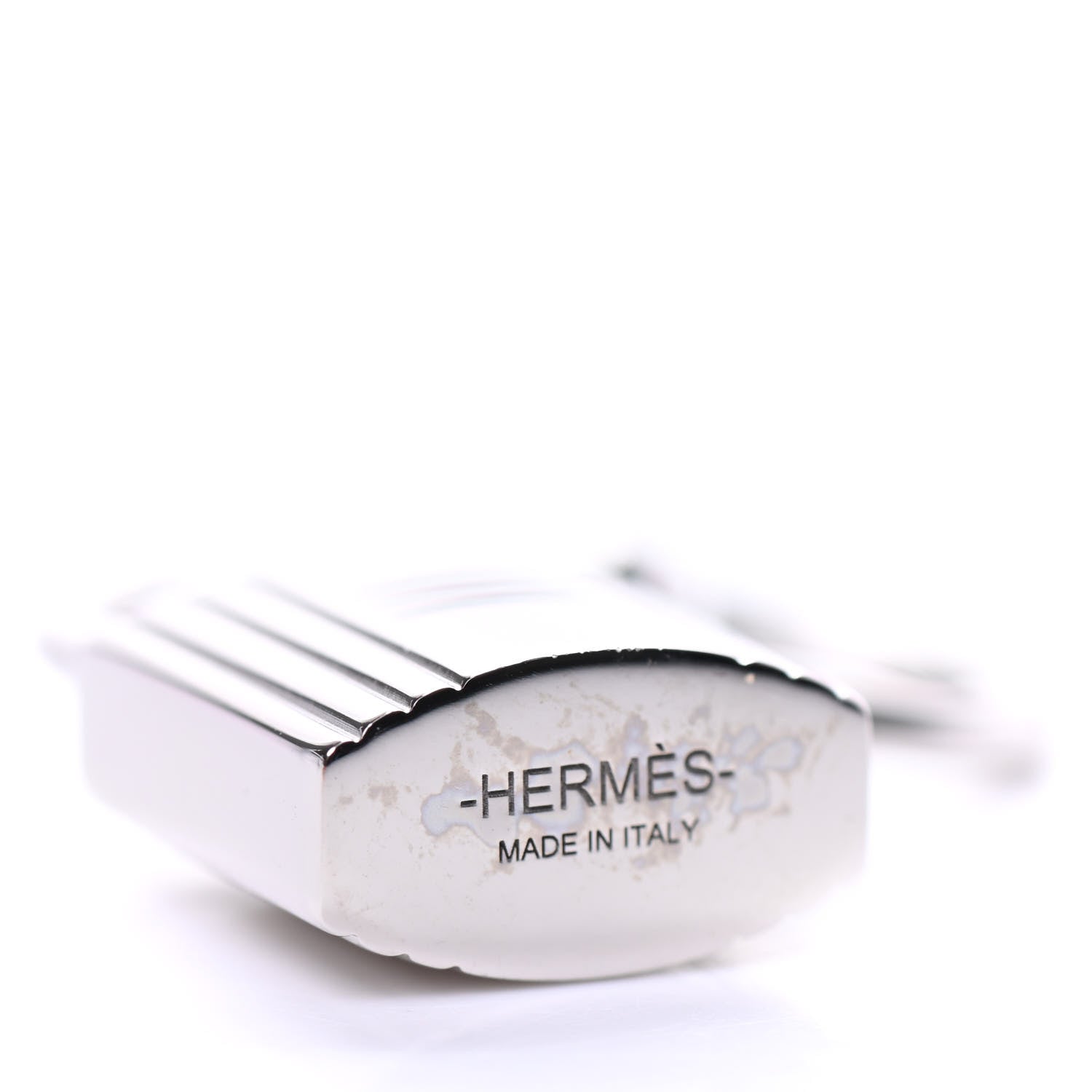 Hermes Palladium Mini Loop Charms Cadenas Scarf Ring Silver 4 of 5