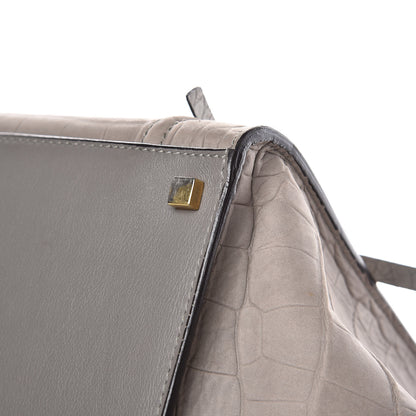 Celine Crocodile Embossed Nubuck Medium Phantom Luggage Grey 10 of 20