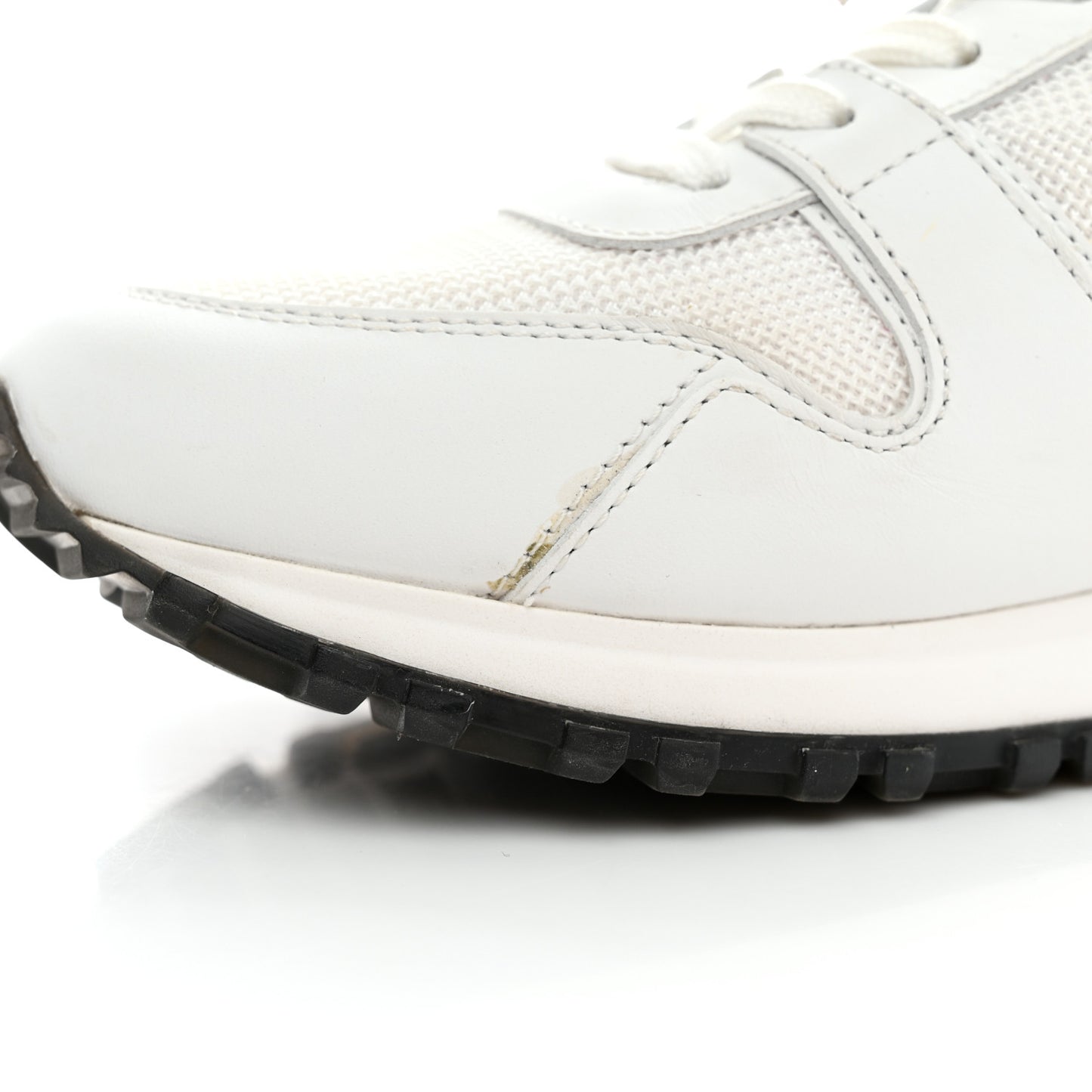 Calfskin Mesh Run Away Sneakers 37 White