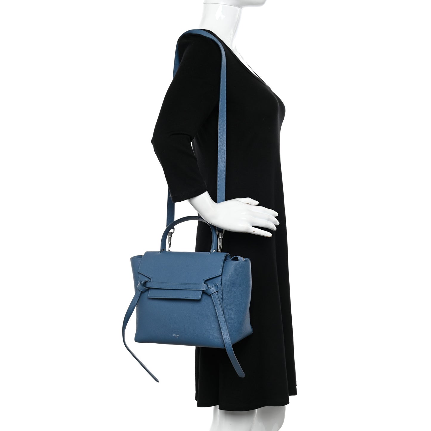 Grained Calfskin Micro Belt Bag Washed Blue