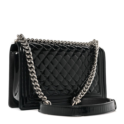 Chanel Patent Calfskin Quilted New Medium Plexiglass Boy Flap Navy Blue 2 of 10