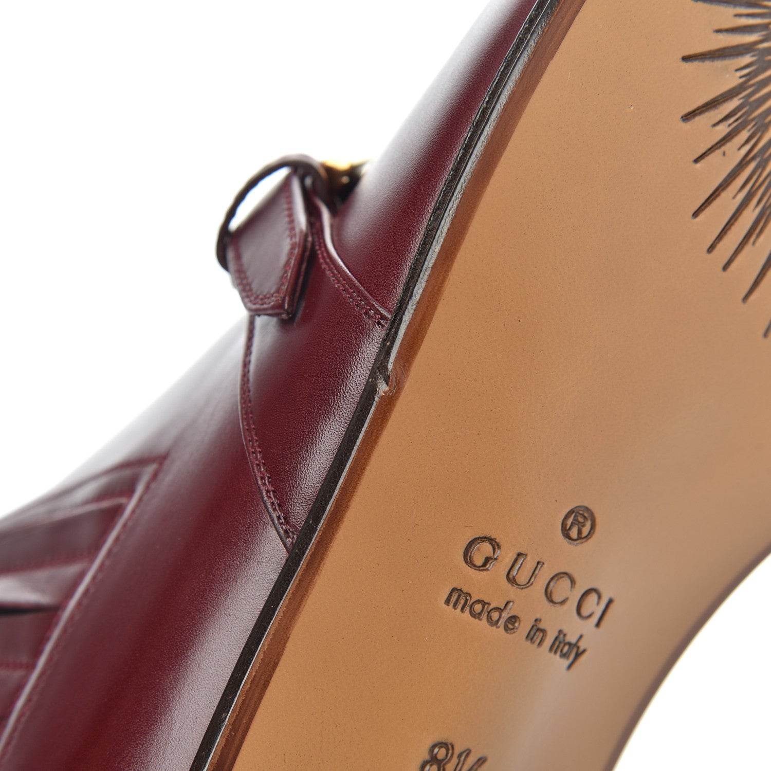 Gucci New Waxed Calfskin Mens G Medallion Toe Ankle Boots 8.5 Red Bordeaux 14 of 15