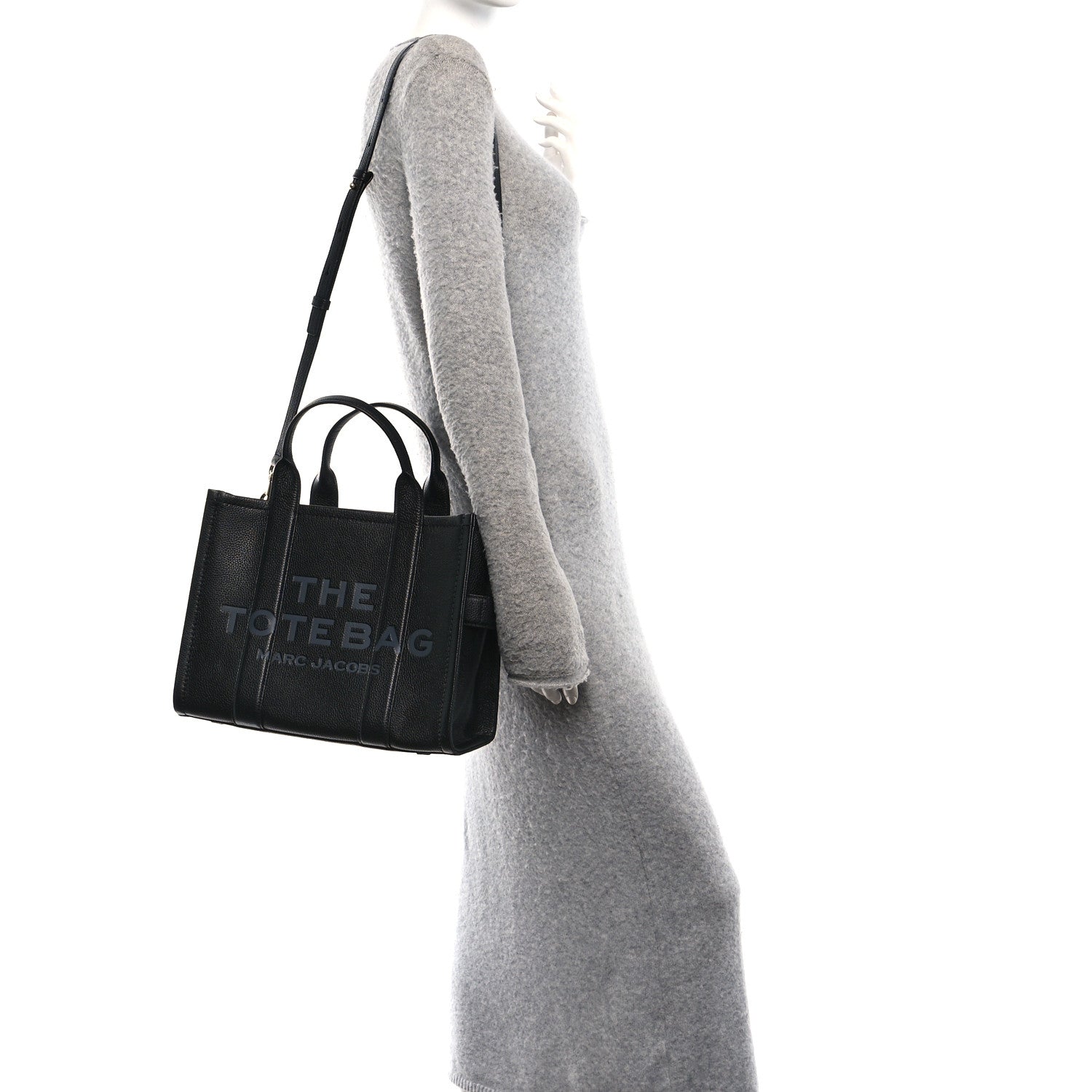 Marc Jacobs Grained Calfskin Medium The Tote Bag Black 2 of 9