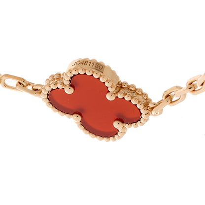 Van Cleef & Arpels 18K Rose Gold Carnelian 5 Motifs Guilloche Vintage Alhambra Bracelet 3 of 4