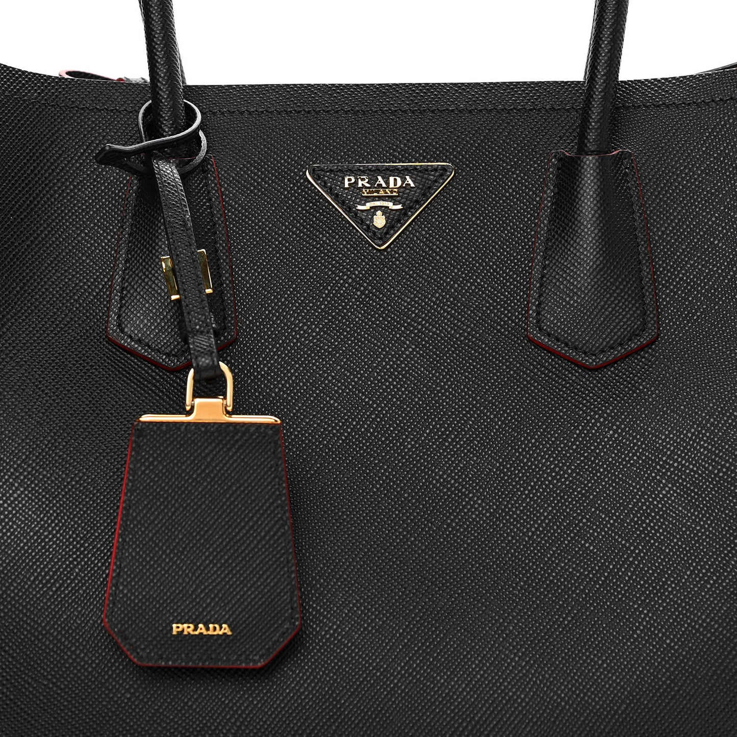 Saffiano Cuir Large Double Bag Black Fuoco