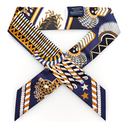 Hermes Silk Epaulettes De Gala Twilly Marine Gold White 1 of 4