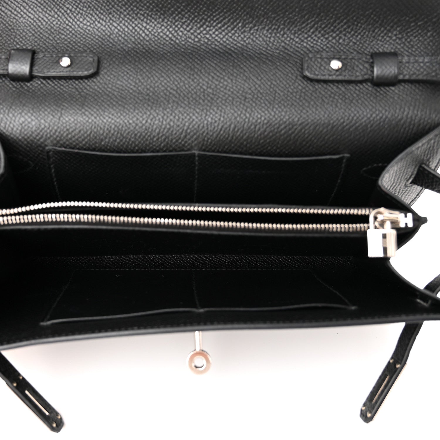 Hermes Epsom Matte Alligator Touch Kelly Wallet To Go Black 5 of 9