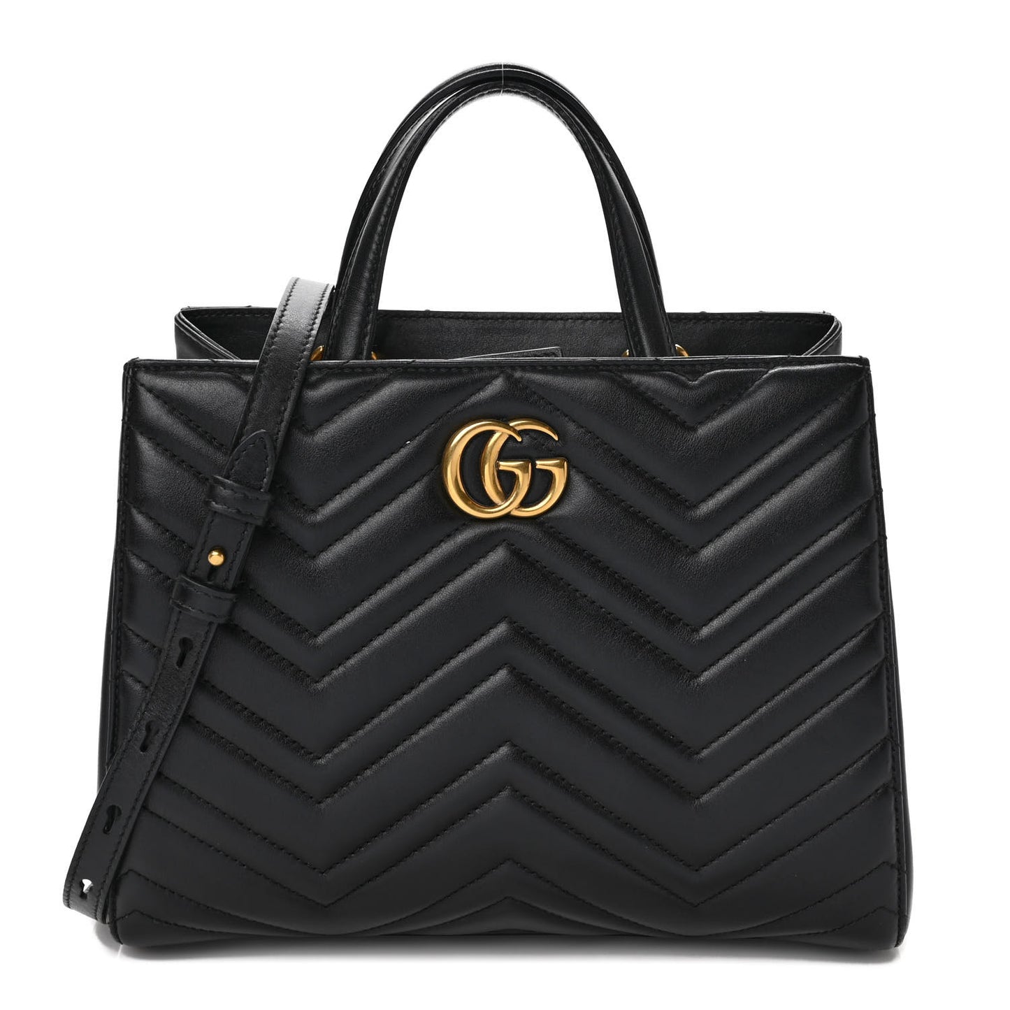 Calfskin Matelasse Small GG Marmont Tote Black