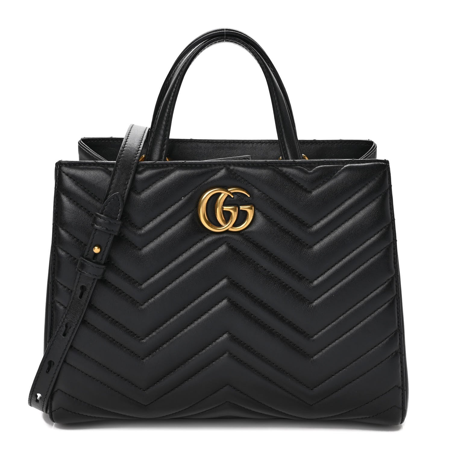 Gucci Calfskin Matelasse Small GG Marmont Tote Black 1 of 11