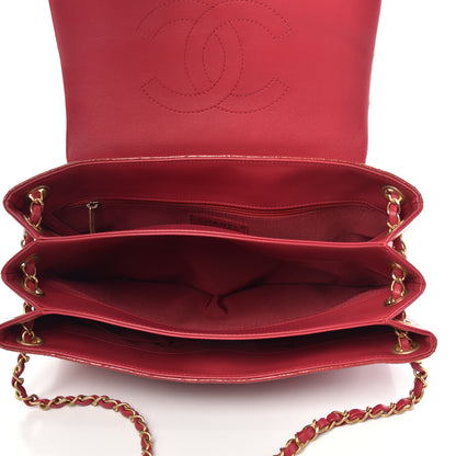 Chanel Patent Goatskin Quilted 3 Pocket Accordion Flap Red 6 of 11