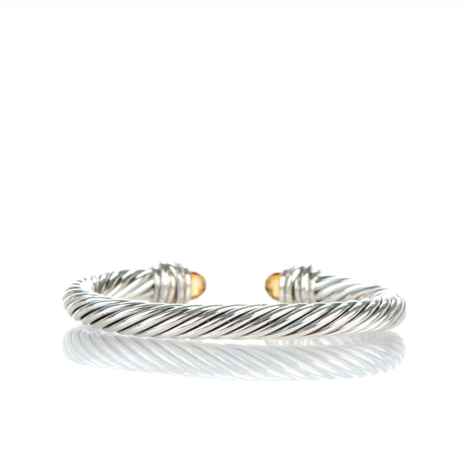 David Yurman Sterling Silver Diamond Citrine 7mm Cable Crossover Bracelet 3 of 5