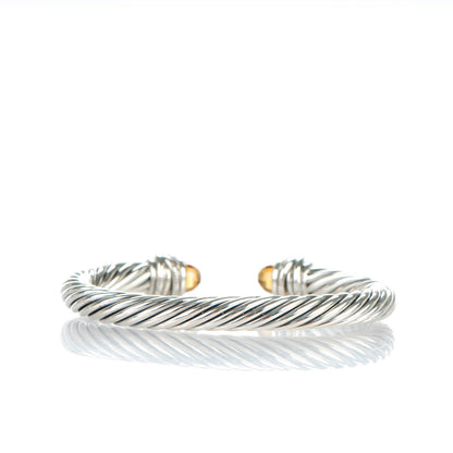 David Yurman Sterling Silver Diamond Citrine 7mm Cable Crossover Bracelet 3 of 5