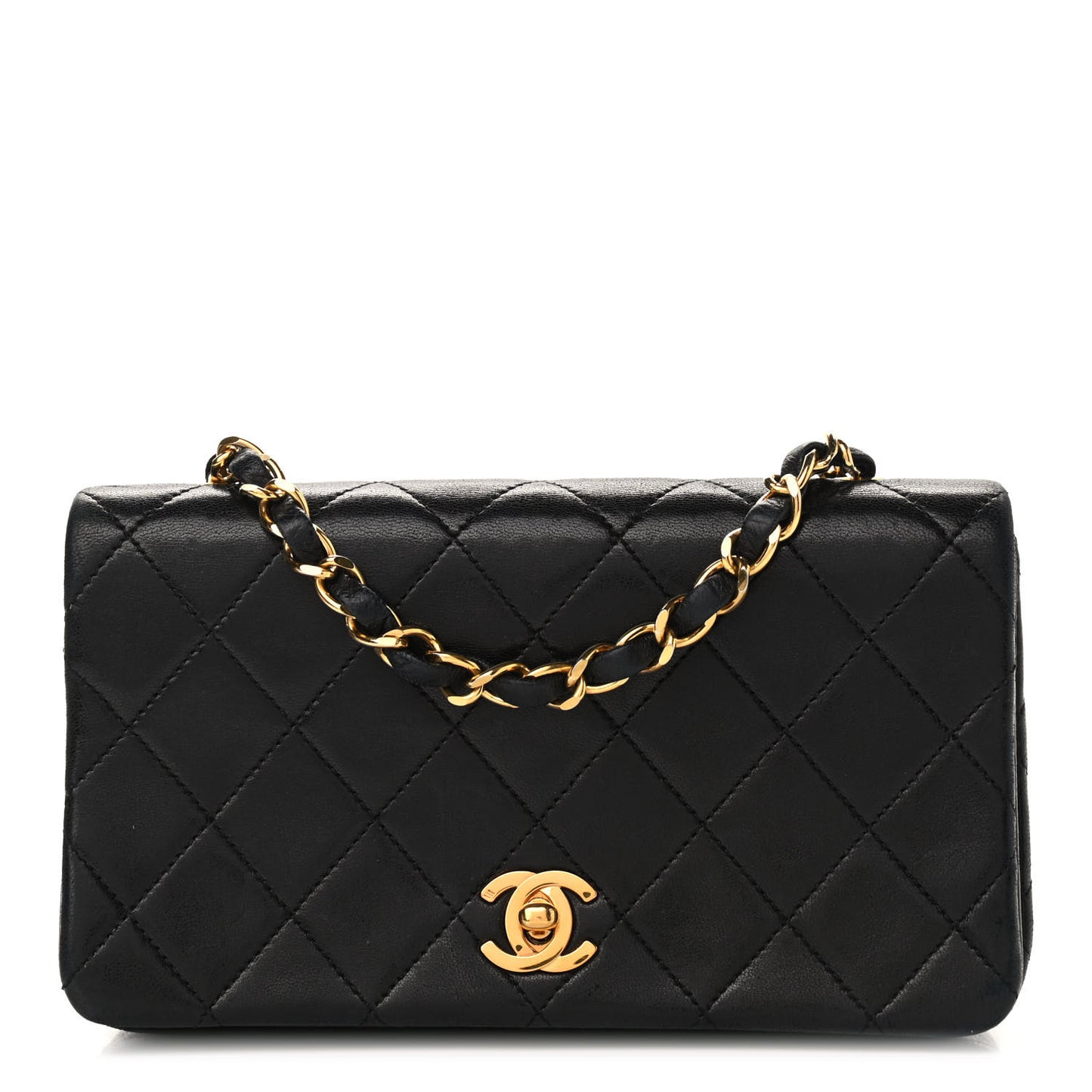 Lambskin Quilted Small Single Flap Black