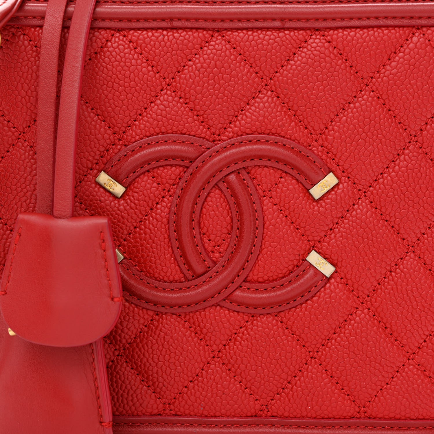 Chanel Caviar Quilted Medium CC Filigree Vanity Case Red 8 of 10