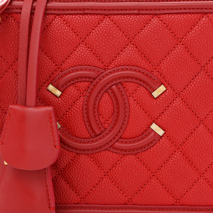 Chanel Caviar Quilted Medium CC Filigree Vanity Case Red 8 of 10