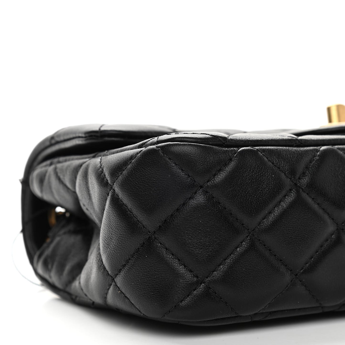Lambskin Quilted Mini Rectangular Pearl Crush Flap Black