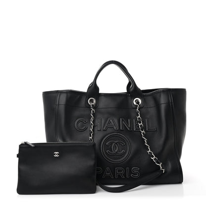 Chanel Calfskin Medium Deauville Tote Black 3 of 13