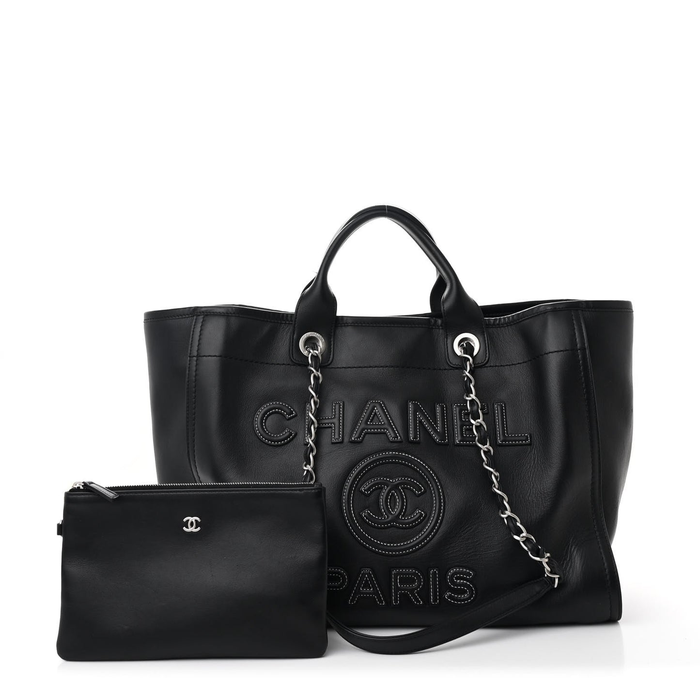 Calfskin Medium Deauville Tote Black