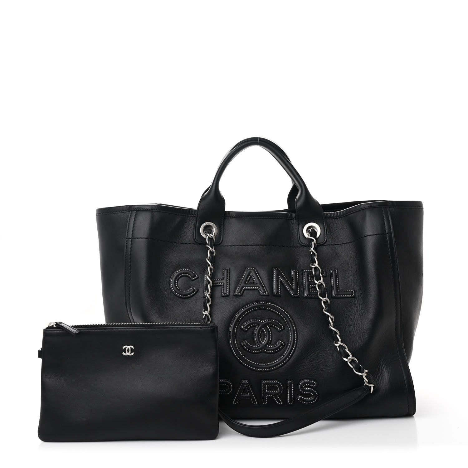 Chanel Calfskin Medium Deauville Tote Black 3 of 13