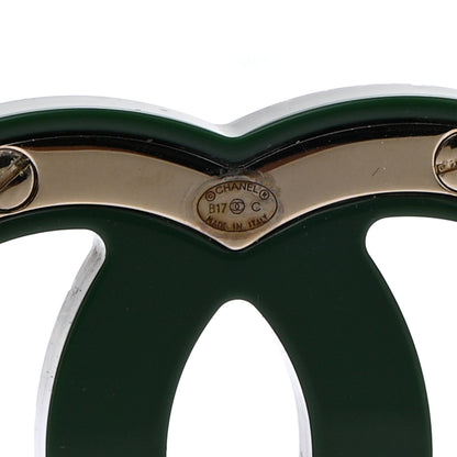 Chanel Resin Crystal Studded CC Brooch Green Multicolor 3 of 4