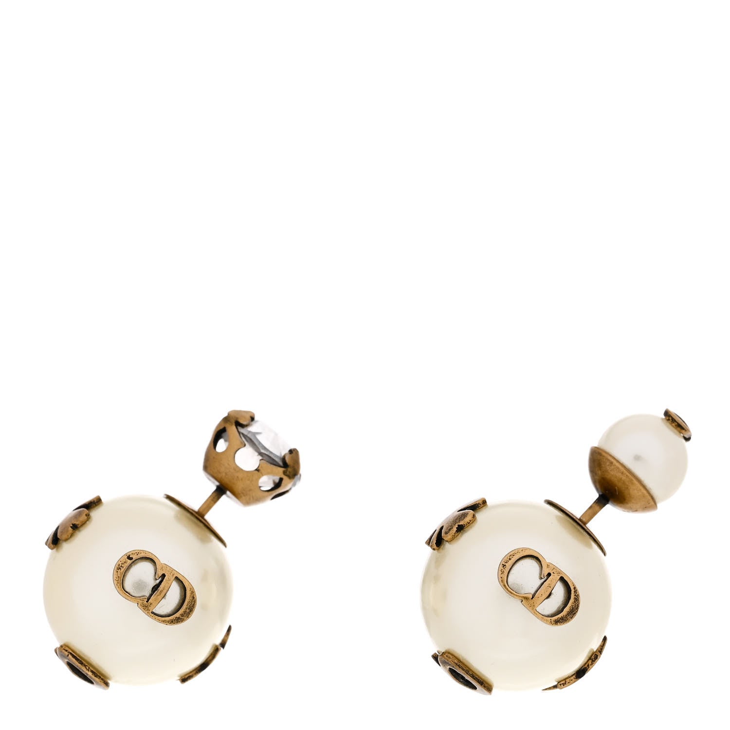 Christian Dior Pearl Crystal Tribales Bee Earrings Gold 1 of 6