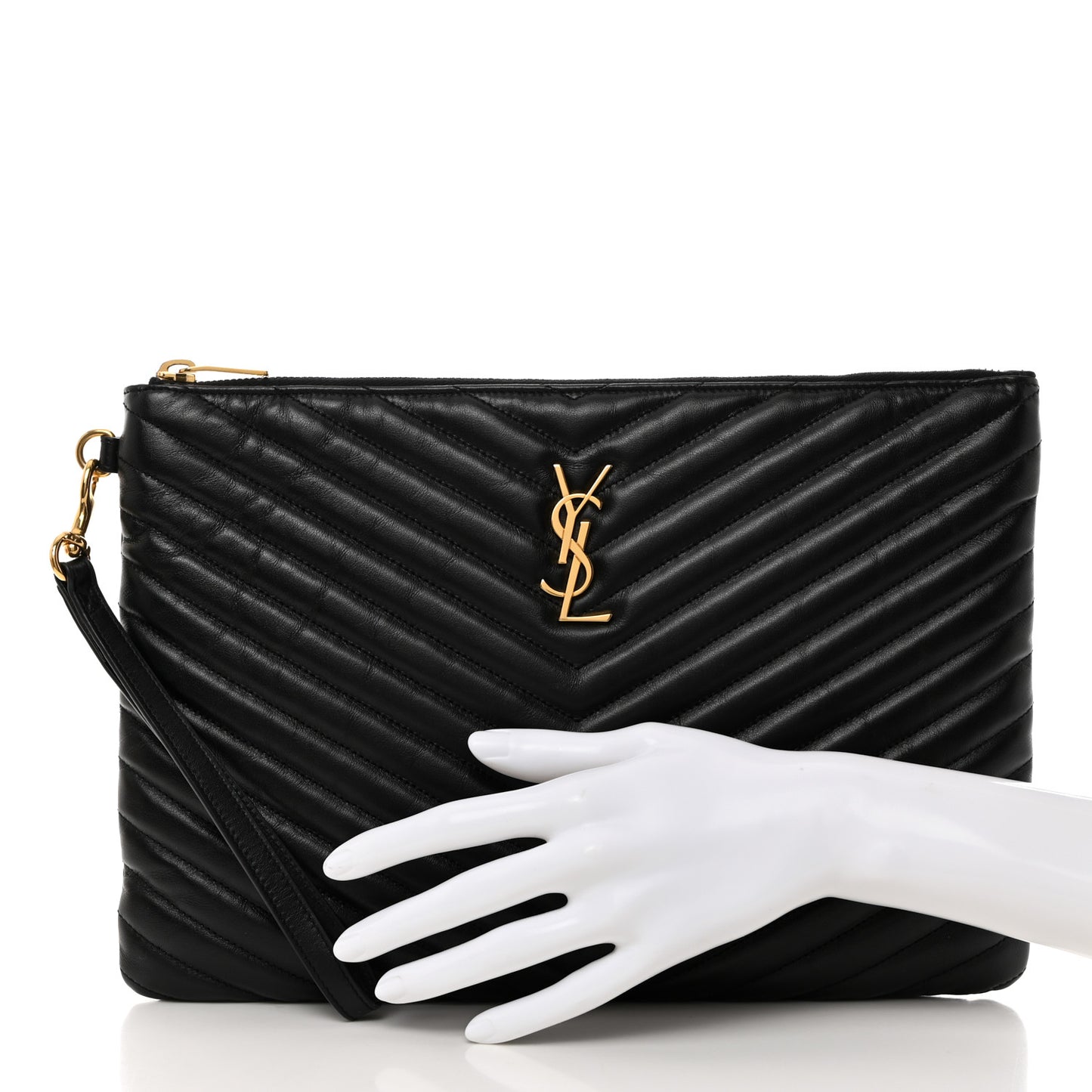 Calfskin Matelasse Monogram Cassandre Tablet Pouch Black