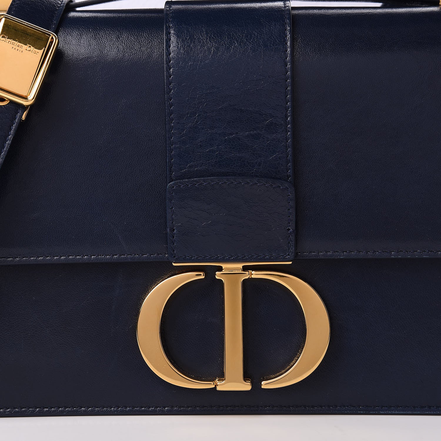 Christian Dior Shiny Crinkled Lambskin 30 Montaigne Flap Bag Indigo 11 of 13