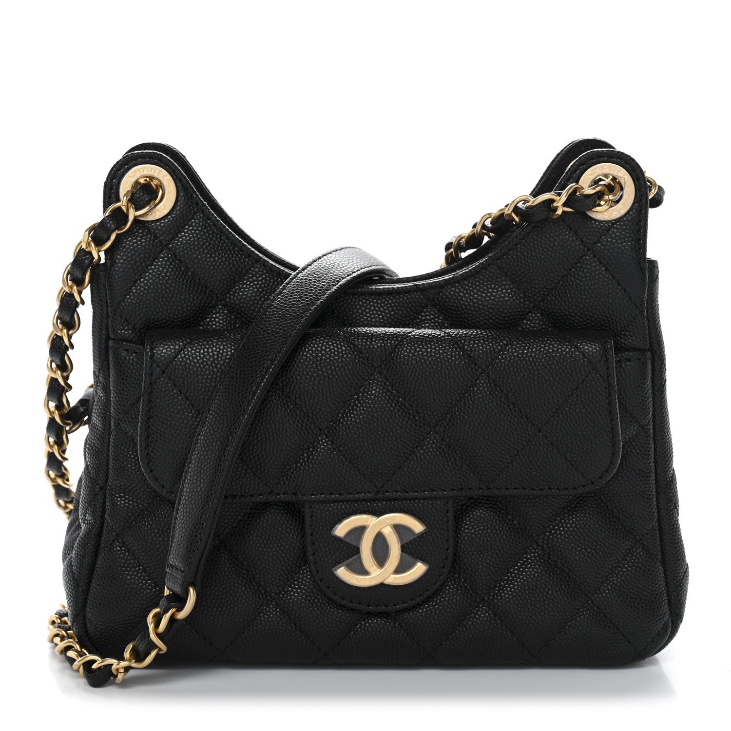 Chanel Caviar Quilted Small Wavy CC Hobo Black 1 of 10