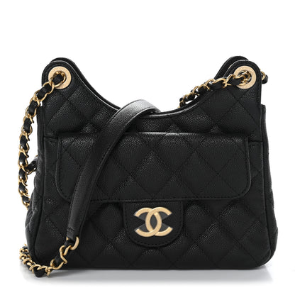Chanel Caviar Quilted Small Wavy CC Hobo Black 1 of 10