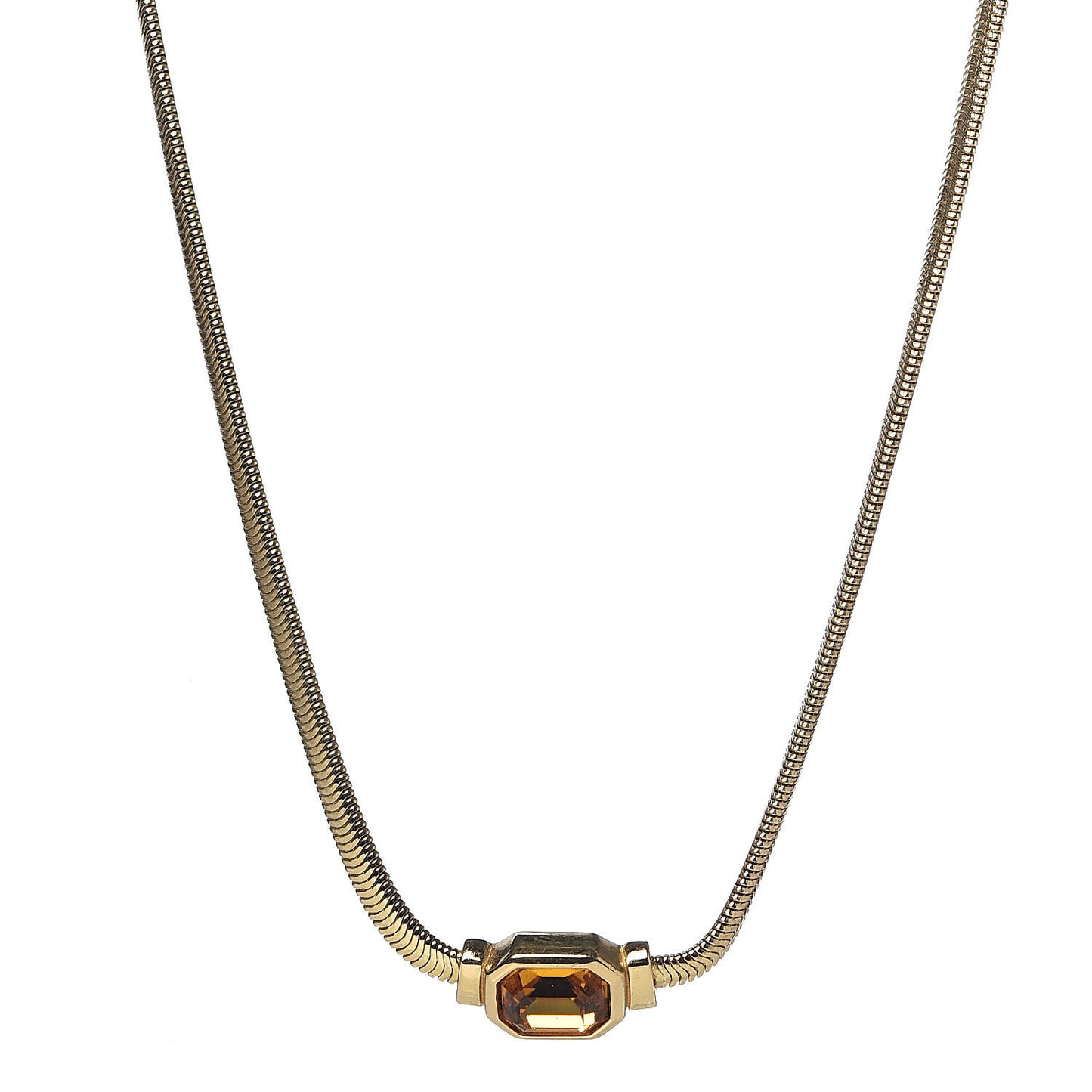 Crystal Chain Necklace Gold
