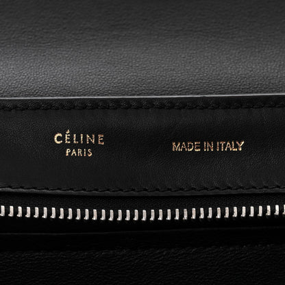 Celine Snakeskin Calfskin Medium Trapeze Black Red 6 of 10