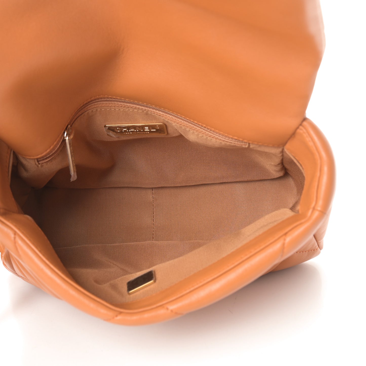 Lambskin Quilted Medium Chanel 19 Flap Light Brown