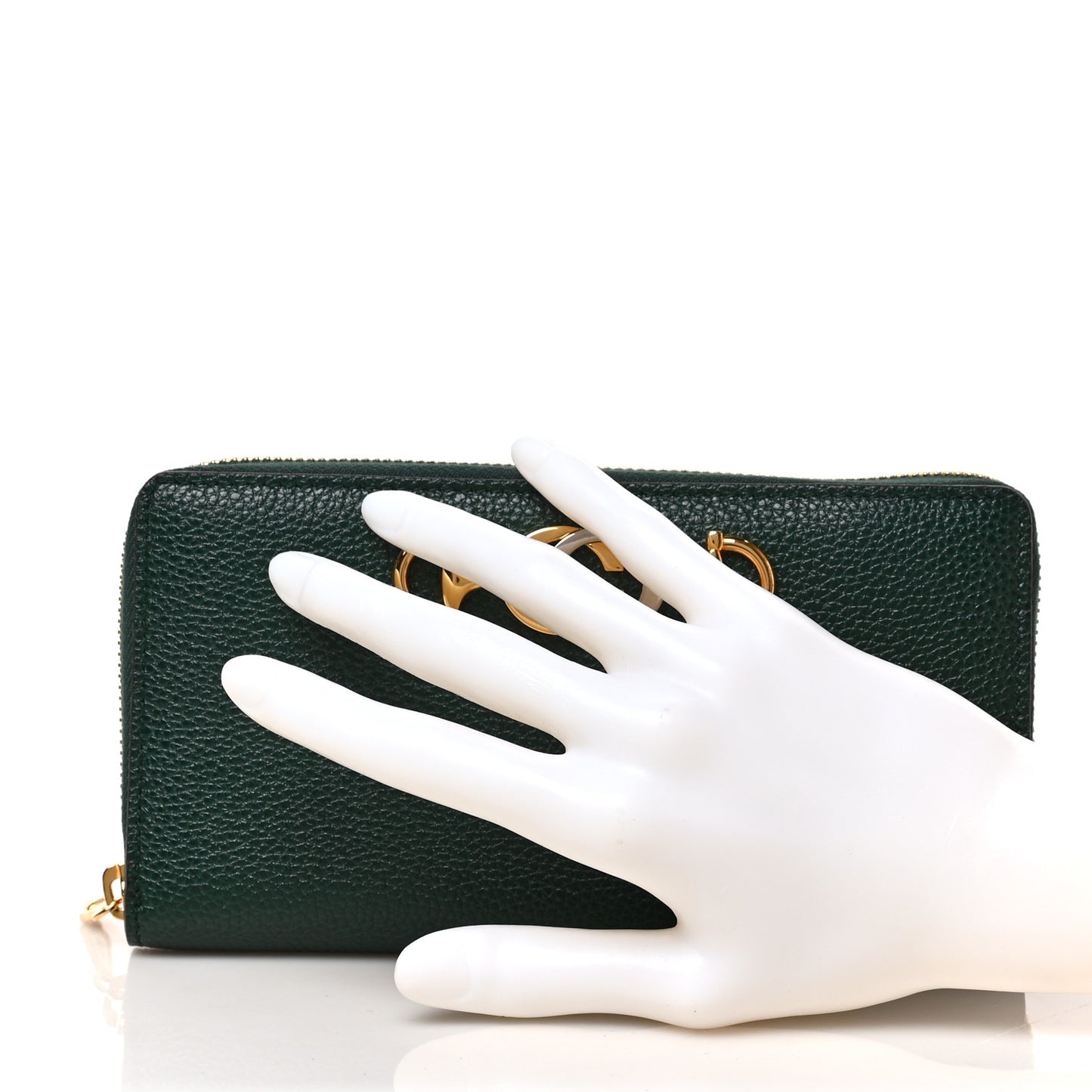 Grainy Calfskin Zumi Zip Around Wallet Vintage Green