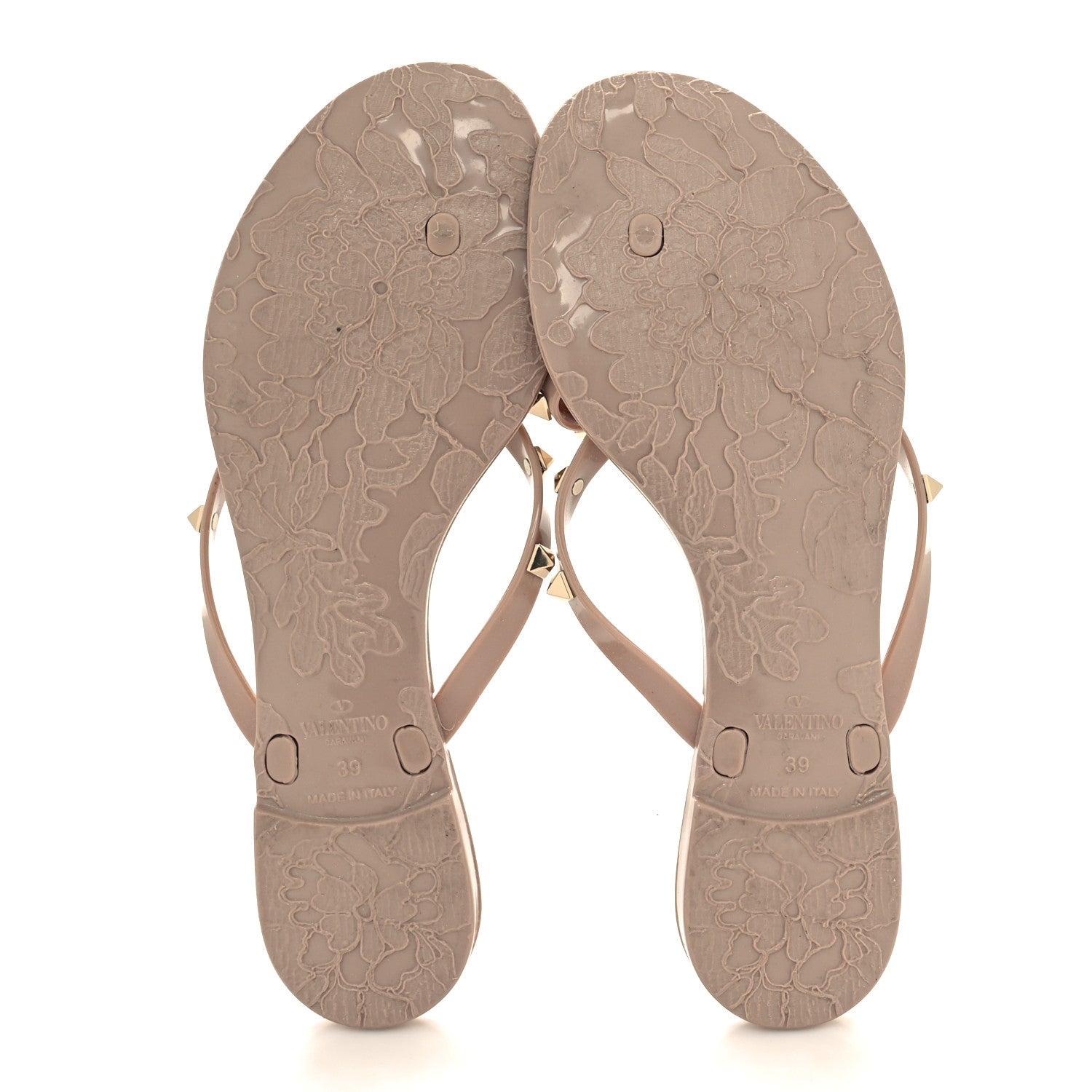 Valentino Garavani PVC Jelly Rockstud Bow Thong Sandals 39 Poudre 5 of 7