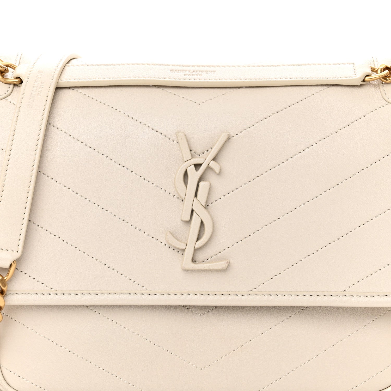 Saint Laurent Lambskin Matelasse Monogram Medium Niki Chain Satchel Ivory 7 of 9