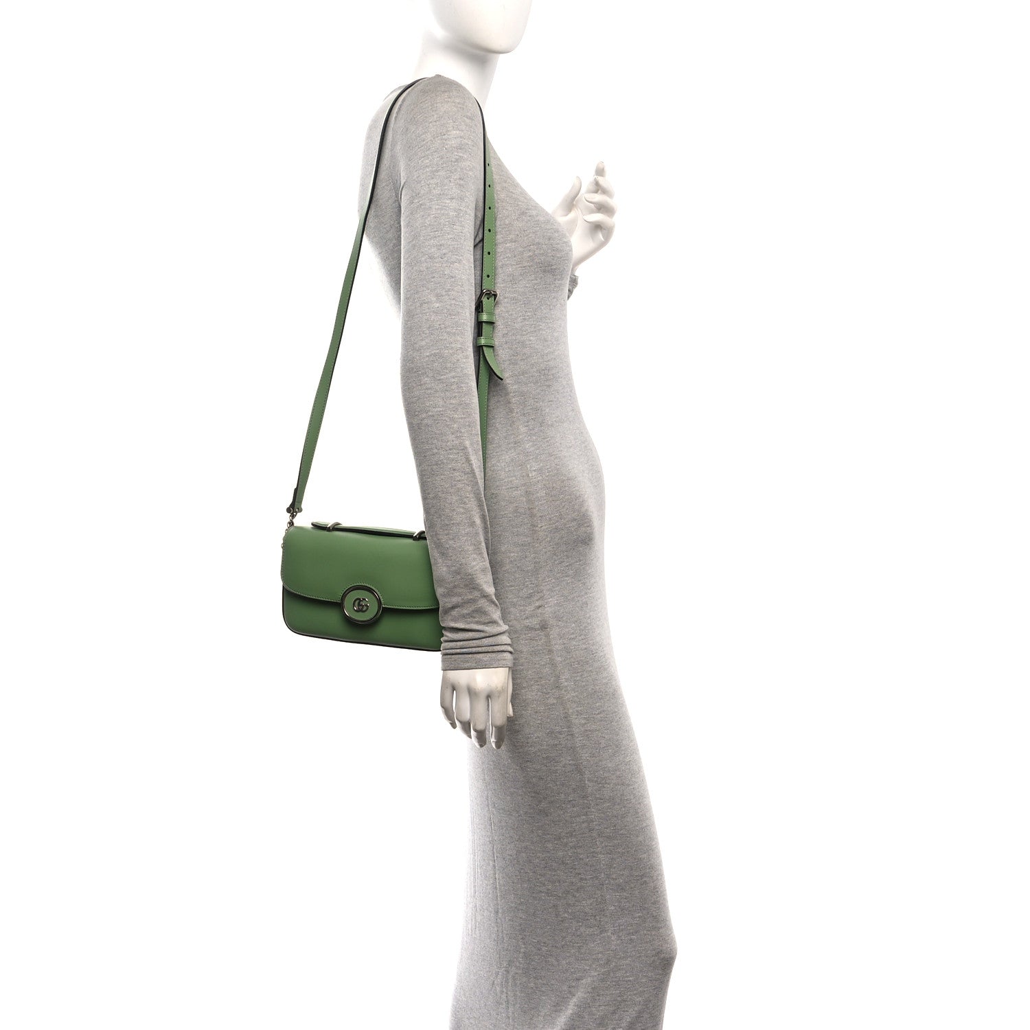Gucci Senna Calfskin Petite GG Top Handle Shoulder Bag Green Soil Grass 2 of 10