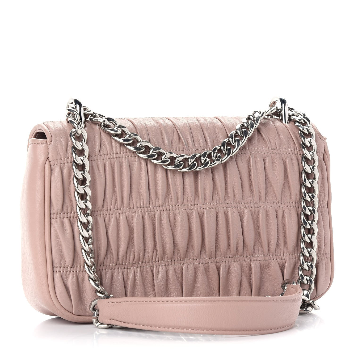 Prada Nappa Gaufre Small Chain Flap Shoulder Bag Cipria 3 of 9