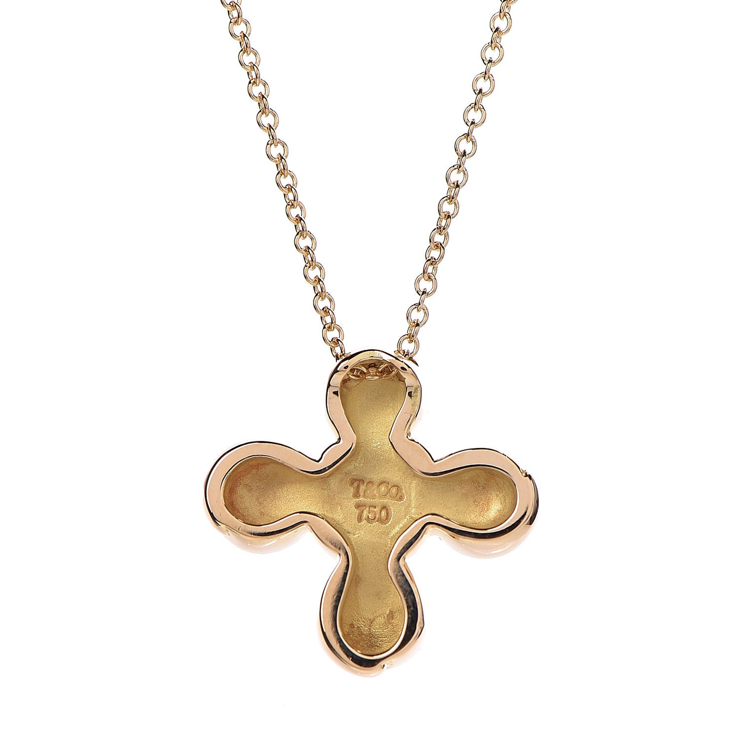 18K Yellow Gold Spiro Swirl Cross Pendant Necklace