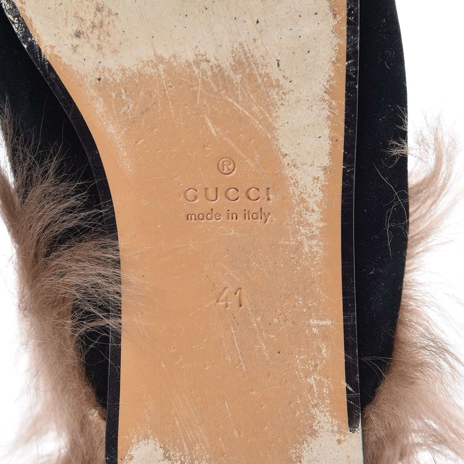 Gucci Velvet Fur Womens Princetown Slippers 41 Black 6 of 12