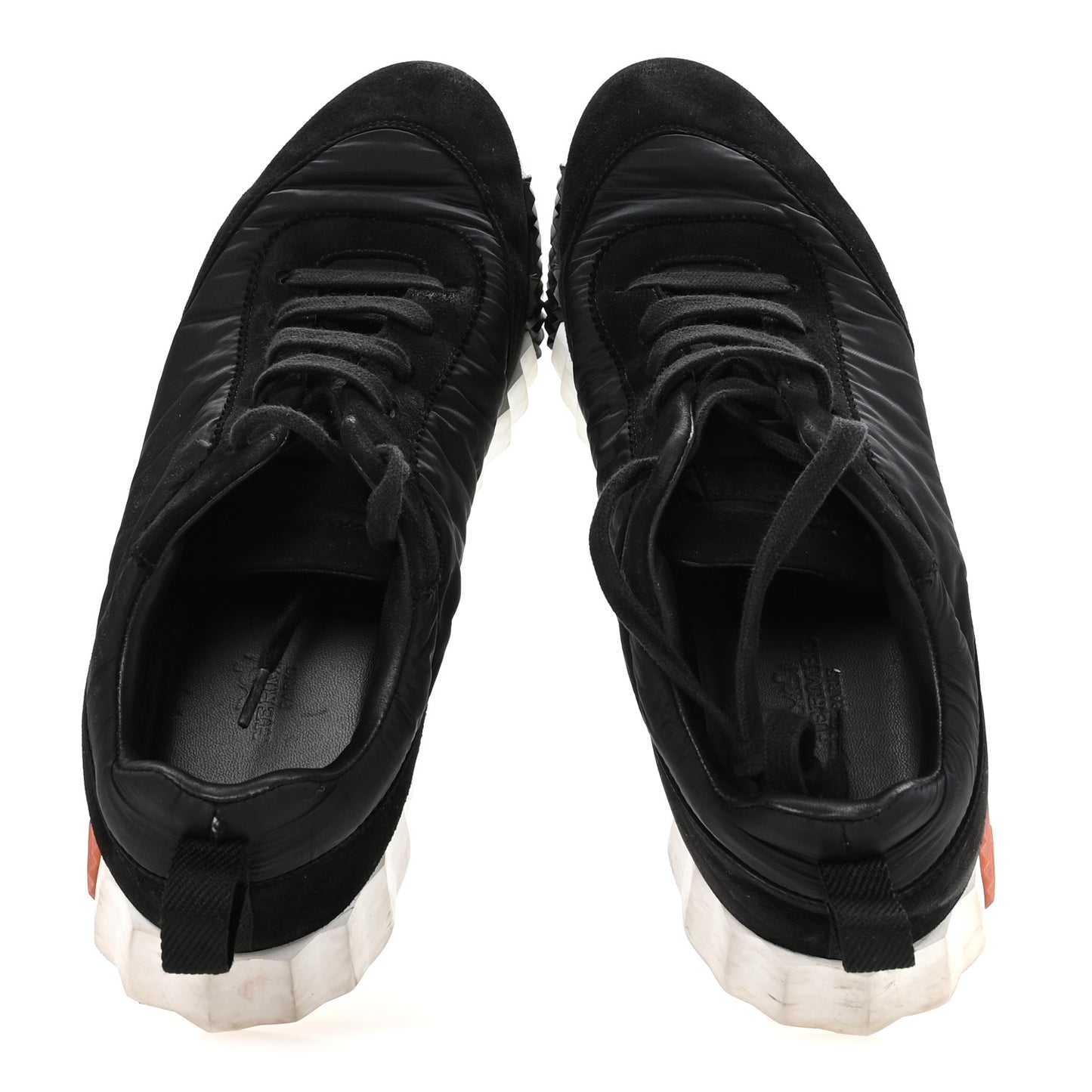 Parachute Fabric Suede Goatskin Womens Bouncing Sneakers 38.5 Black