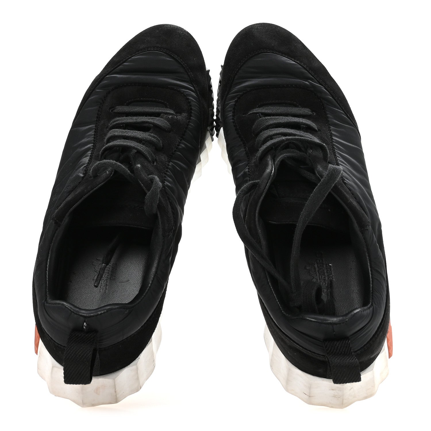 Hermes Parachute Fabric Suede Goatskin Womens Bouncing Sneakers 38.5 Black 2 of 9