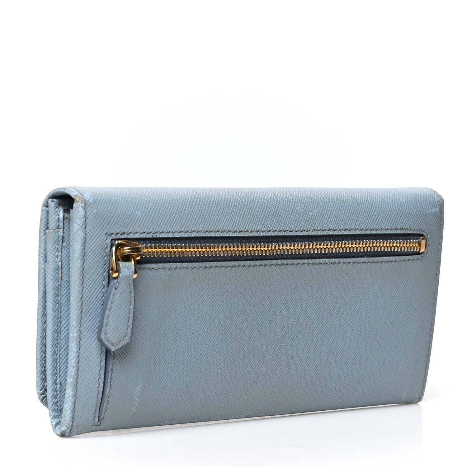Prada Saffiano Triangle Continental Flap Wallet Astrale 3 of 13